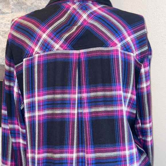 Rails Plaid Button-Down Shirt - Navy and Magenta - Picture 4 of 11